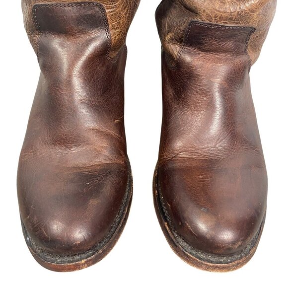 J.B. Dillion tooled Leather tall riding boots buckle shaft steampunk women’s 7 - Picture 4 of 14